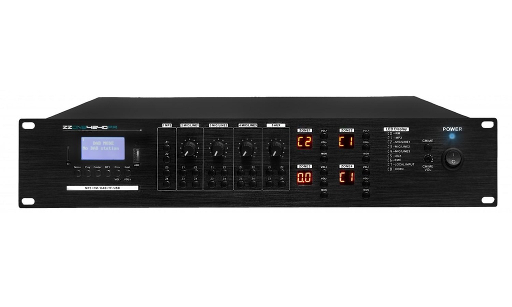 Amplificatore a zone lettore usb/bt/fm da 240w a 4 zone (ZZONE4240PA) - Zzone