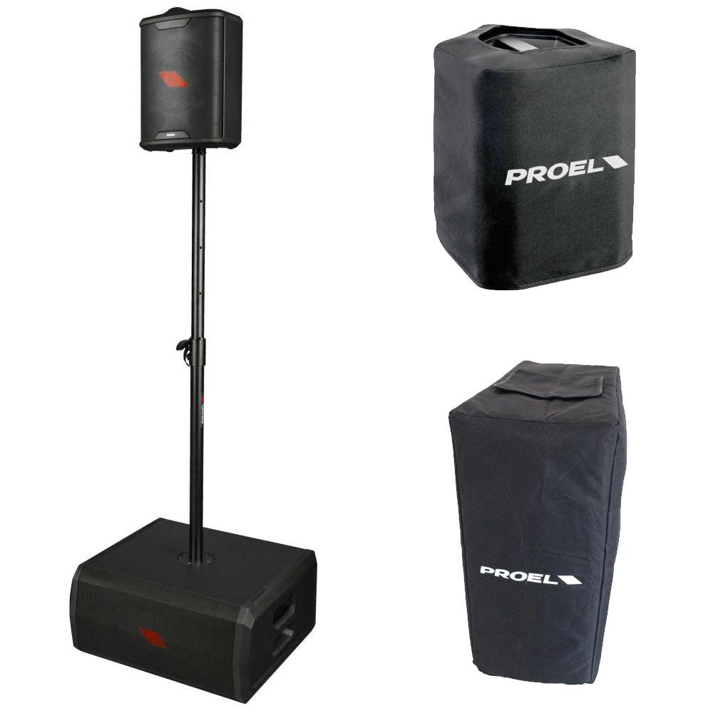 Proel FREETWOX Sist. a Batteria 400w+FREESUBX Sub. a Batteria 600w +KP210D+COVER
