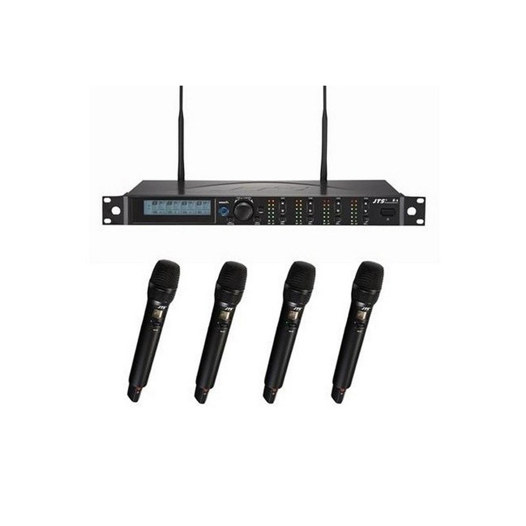 JTS R-4+R-4TH (654-690 MHz) Sistema wireless UHF PLL con R-4 a 4C +4 Mic Palmari