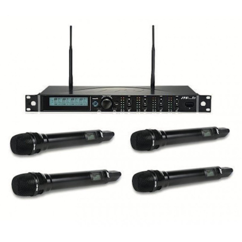 JTS R-4+JSS-4B (654-690 MHz) Sistema wireless UHF PLL con R-4 a 4C+4 Mic Palmari