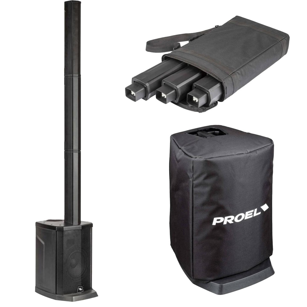 Proel SESSION1XFREE Sist. Colonna batteria 400W MP3 USB BT ST + COVERSESSION1SUB