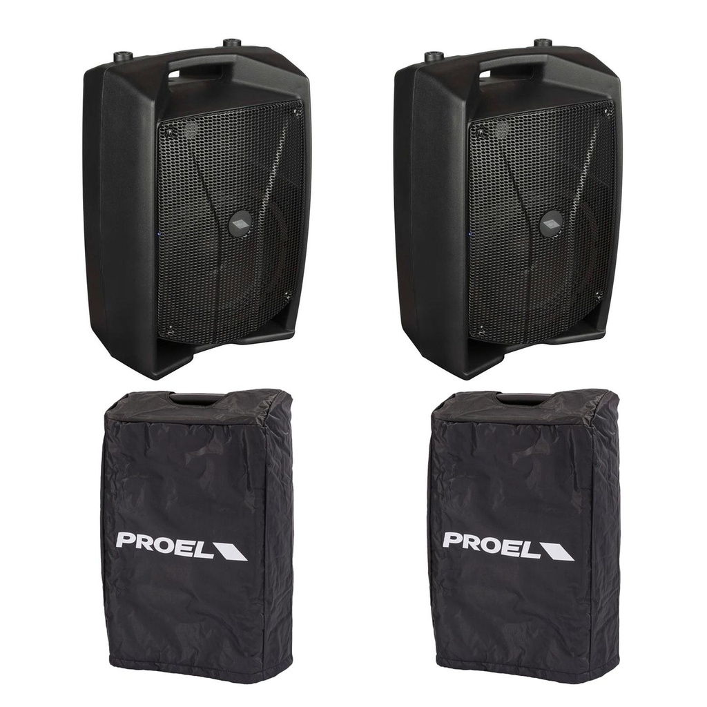 Proel V12 PRO Coppia Diff. Audio Attivo 600W P. sez. DSP x suono HQ+2 COVERV12