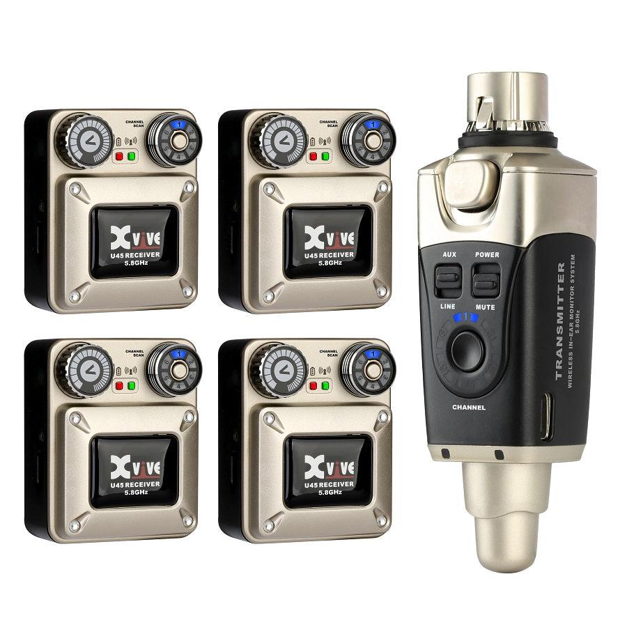 Xvive U45R4 In Ear Monitor Sist. Wireless Digit. 5.8GHZ Trasmett. e 4 ricevitori