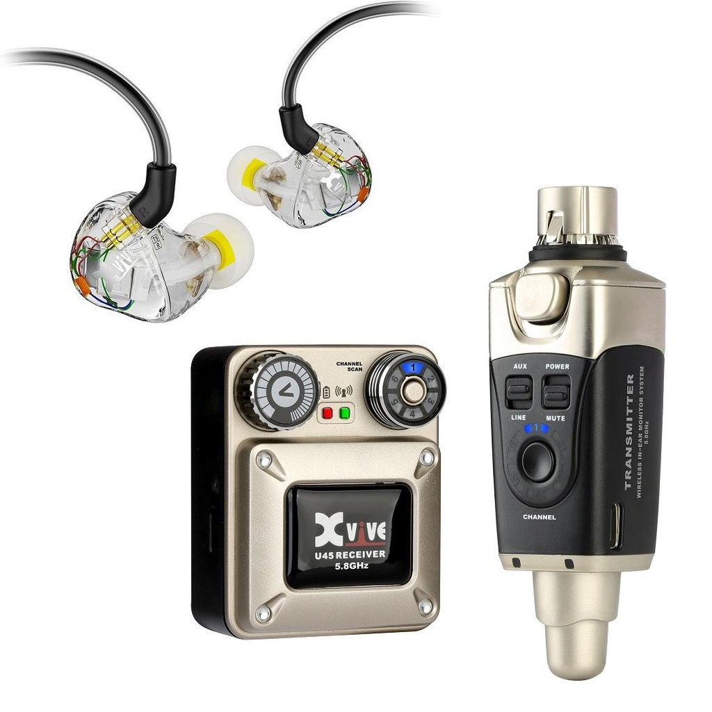 Xvive U45T9 In Ear Monitor Sist. Wireless Digit. 5.8GHZ Trasm+Ricev+AuricolareT9