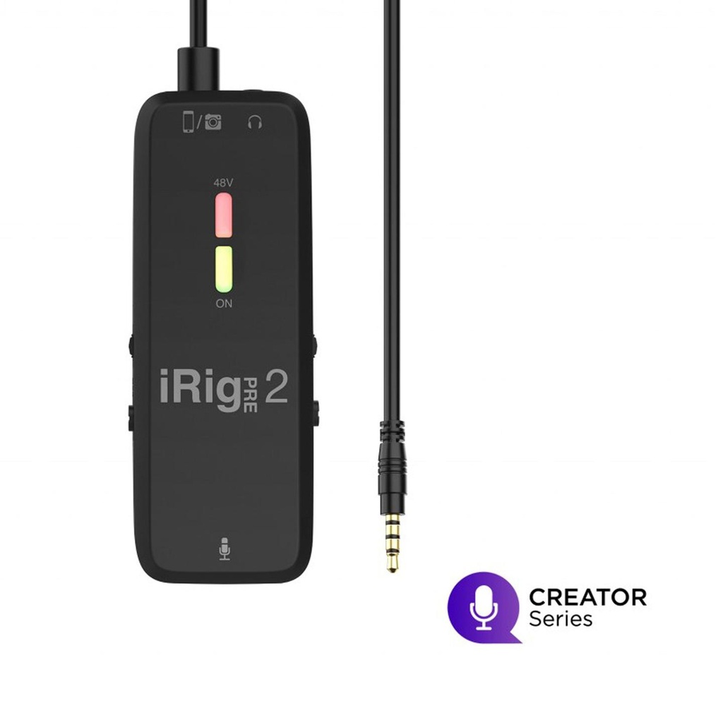 IK Multimedia iRig PRE 2 PreAmp Microf. tascabile x iOS Android fotocamere DSLR