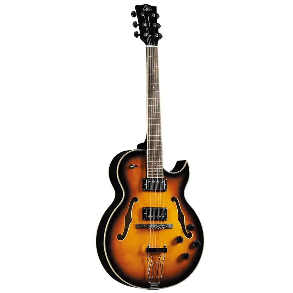 Eko JAZZ SUNBURST Chitarra semi-acustica 22T in Laurel selettore toggle a 3 vie
