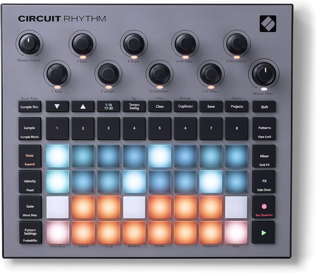 Novation CIRCUIT RHYTHM Campion. Sample Player Sequenc. 8TRK 32 PD RGB Sensibili