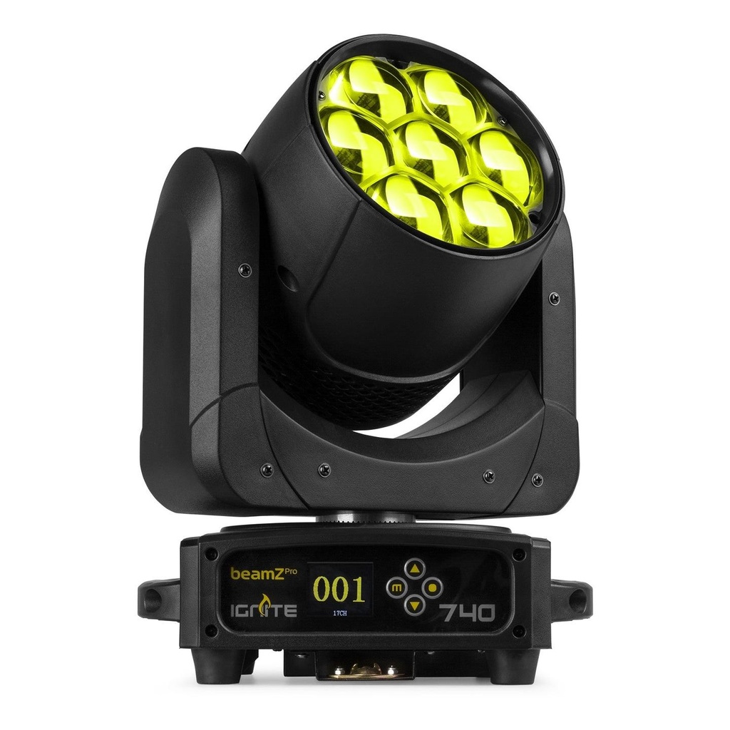 Beamz IGNITE740 LED Wash Moving Head with Testa mobile 7LED 4in1 ultralum.40Watt