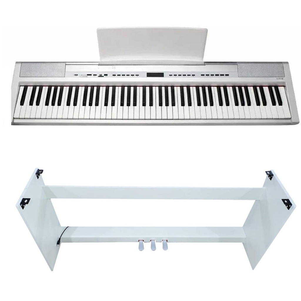Echord SP20 W Piano Digit 88T Pesati Bianco + WS10 Supporto in legno tre pedali