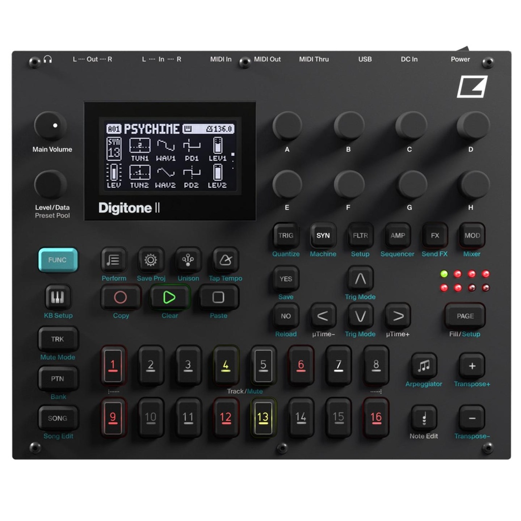 Elektron DIGITONE II BLACK Sintetizzatore Polifon. e Sequencer a 16Trk 128 slot