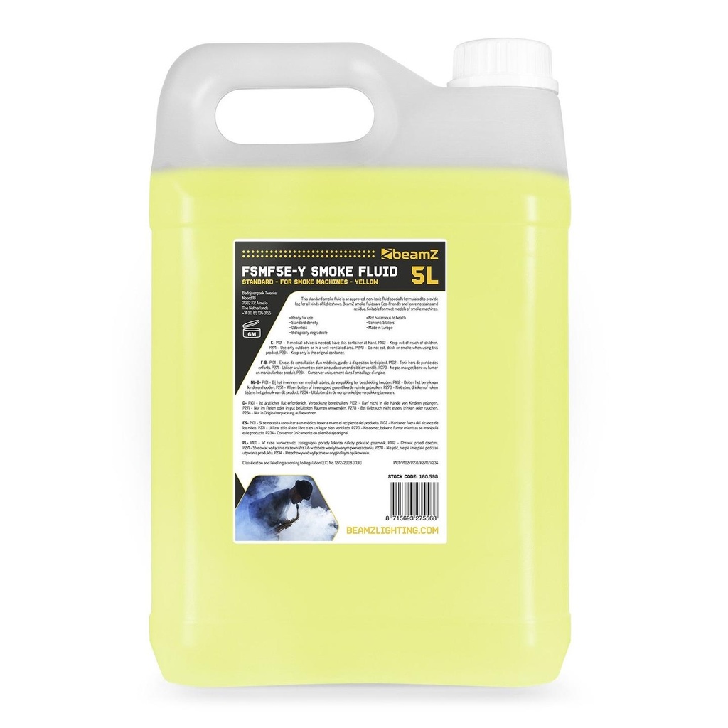 Beamz FSMF5E-Y Smoke Fluid 5L Standard Yellow Liquido macchina fumo 5LT standard