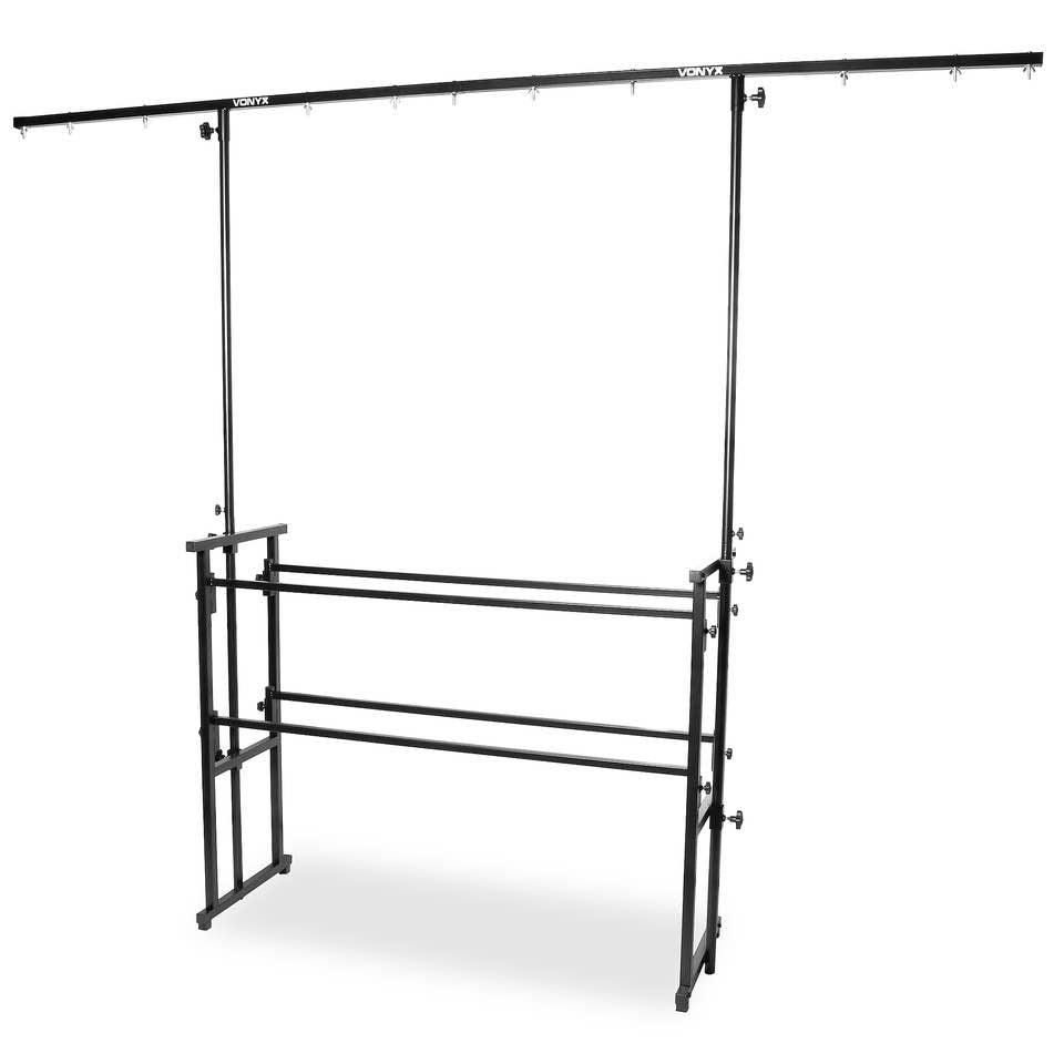 Vonyx DB7 Pro Disco Stand All-in One Supporto barra T alt. regol.x EFX luce Nero