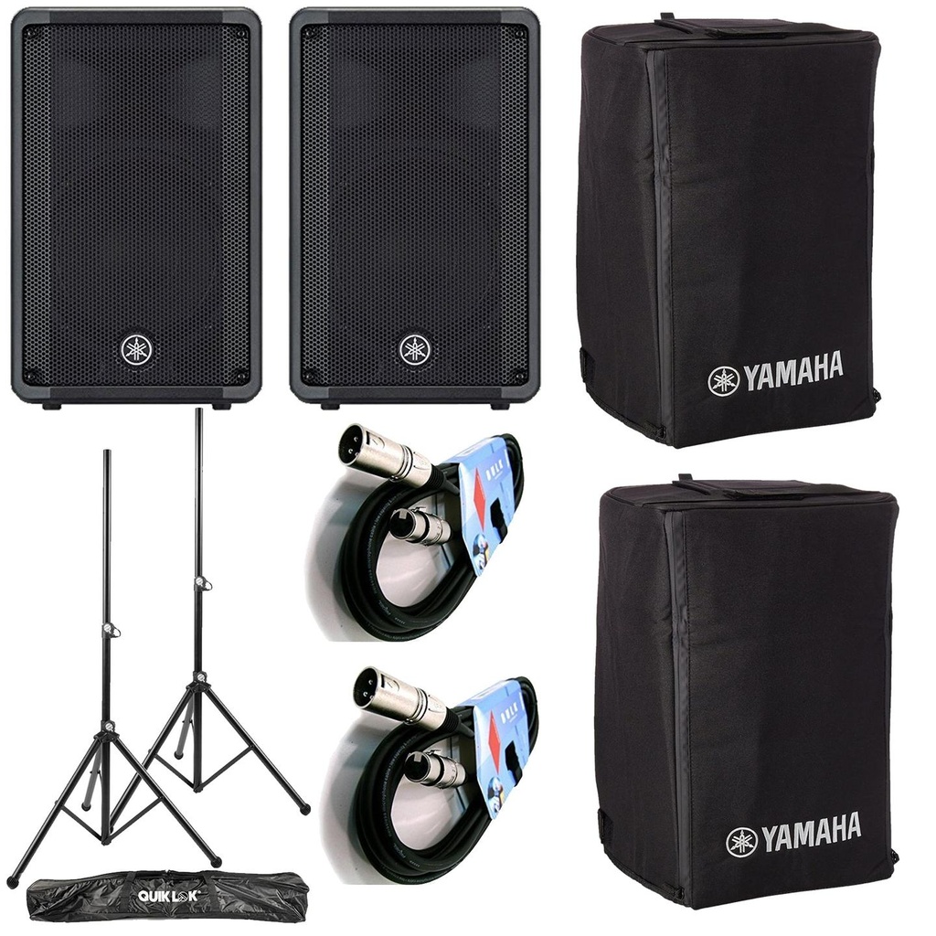 Yamaha DBR12 2xCassa Att.1000w+SPCVR-1201 Cover+Quik Lok S171PAK-BB+2BULK250LU10