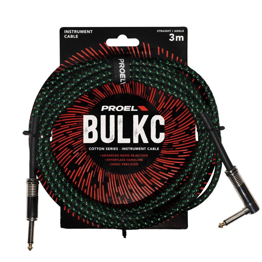 Proel BULK120CLU3GB Cavo jack Mono 6.3 a jack Mono 6.3 a angolo 3mt Nero/Verde