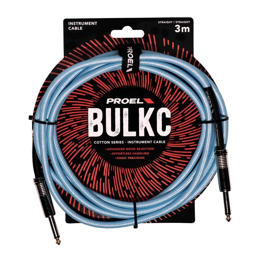 Proel BULK100CLU3BL Cavo telato jack Mono 6.3 a jack Mono 6.3 mm da 3mt Azzurro