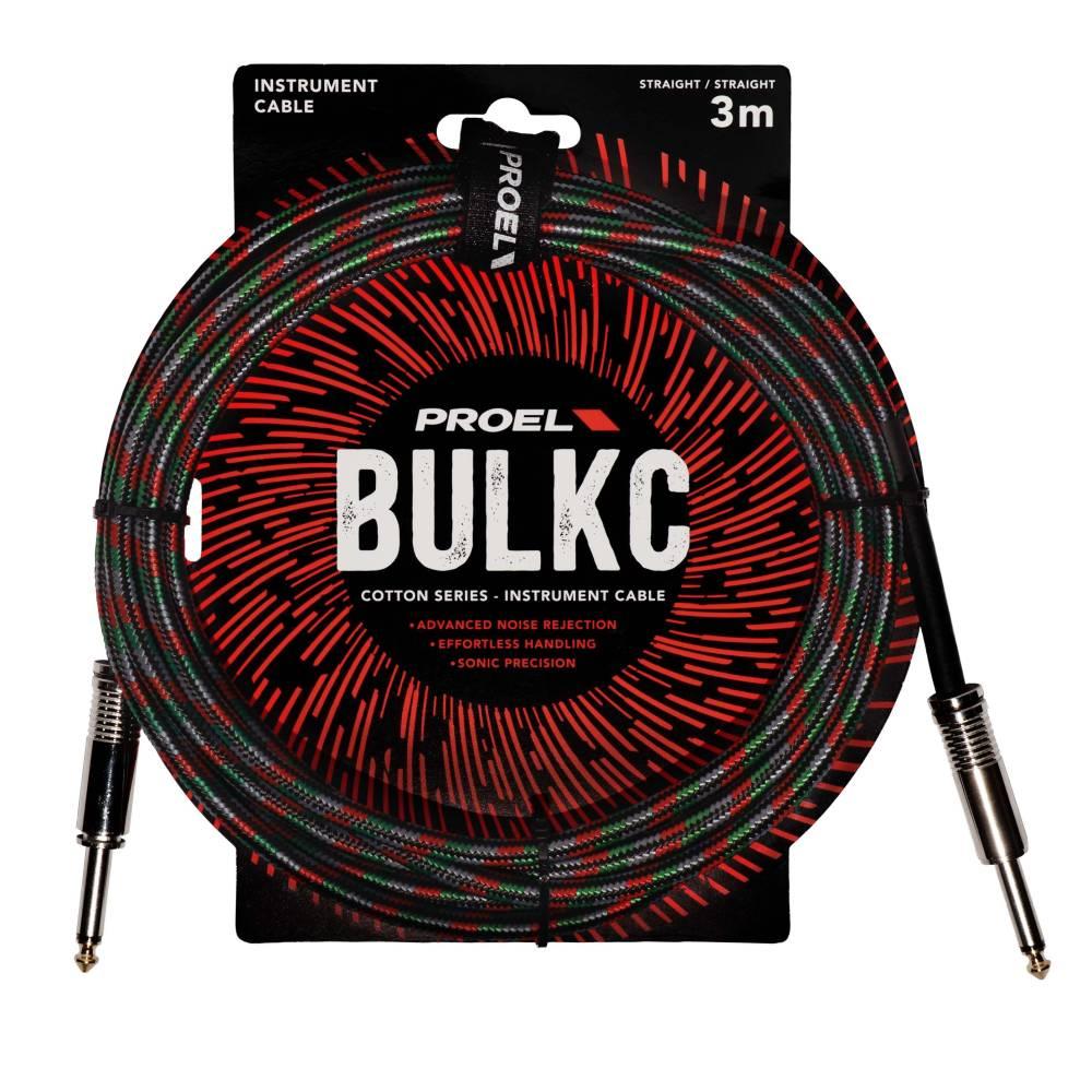 Proel BULK100CLU3SR Cavo jack M. 6.3 a jack M. 6.3mm 3mt Nero/Rosso/Verde/Grigio