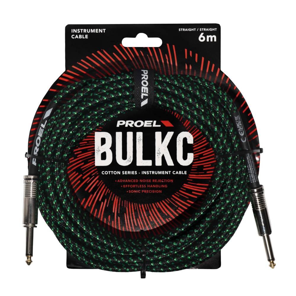 Proel BULK100CLU6GB Cavo jack Mono 6.3 a jack Mono 6.3 mm da 6mt Nero/Verde