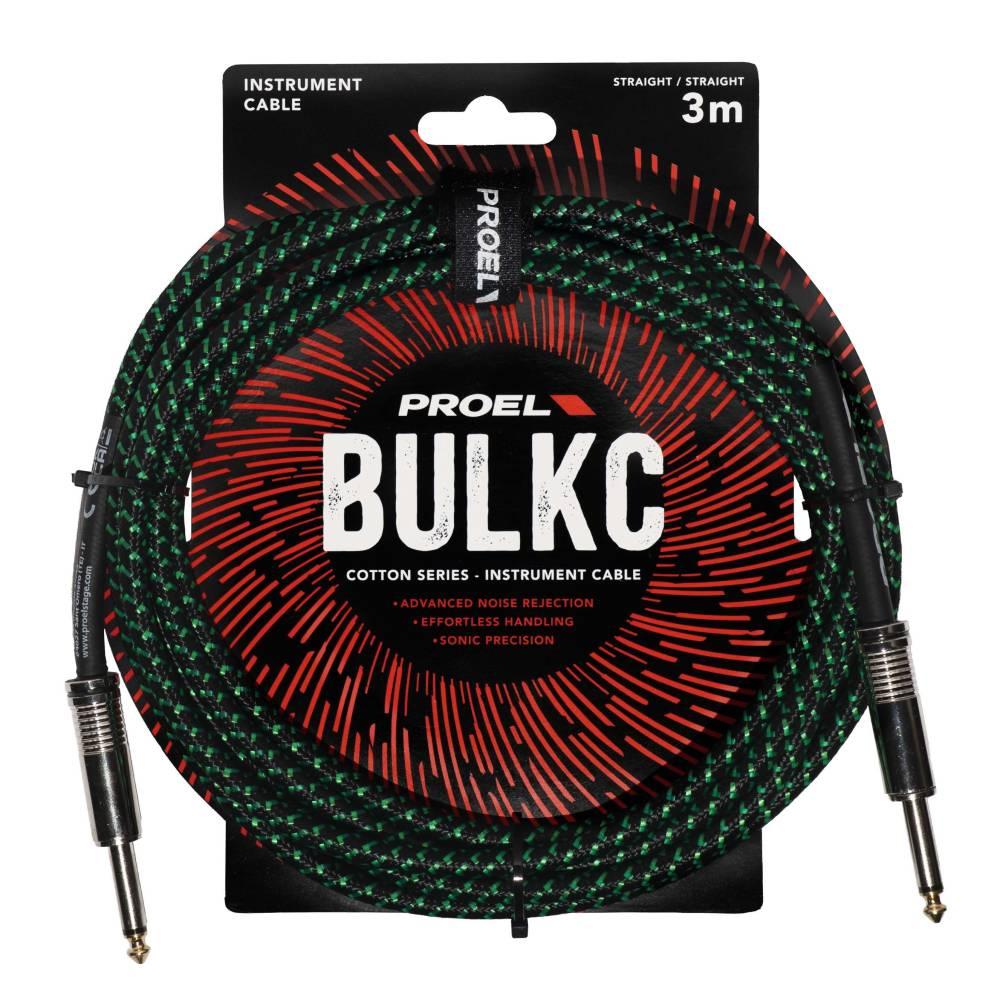 Proel BULK100CLU3GB Cavo jack Mono 6.3 a jack Mono 6.3 mm da 3mt Nero/Verde