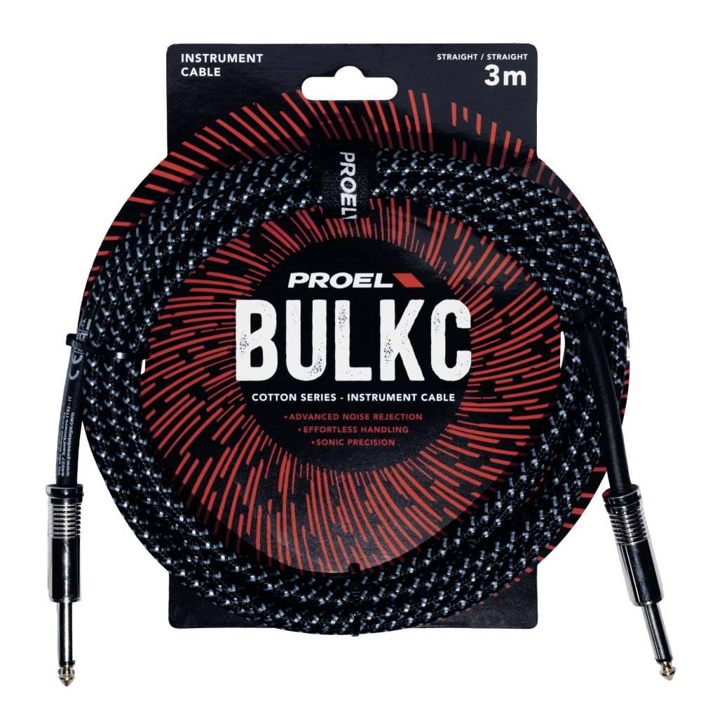 Proel BULK100CLU3LB Cavo jack Mono 6.3 a jack Mono 6.3 mm da 3mt Nero/Azzurro