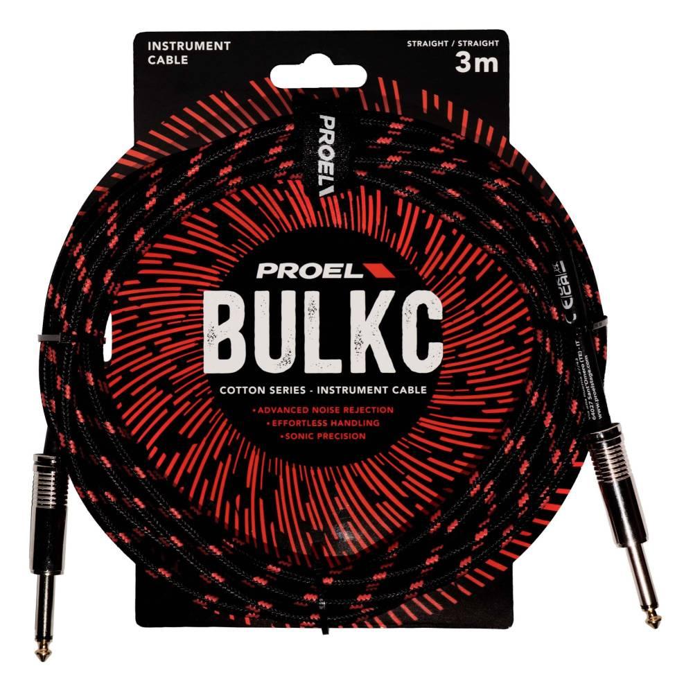 Proel BULK100CLU3BR Cavo jack Mono 6.3 a jack Mono 6.3 mm da 3mt Nero/Rosso