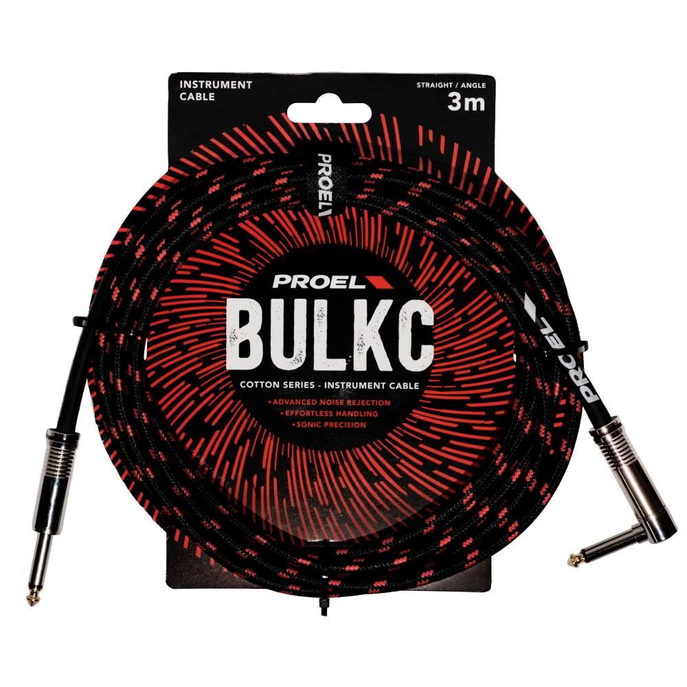 Proel BULK120CLU3BR Cavo jack Mono 6.3 a jack Mono 6.3 angolo 3mt Nero/Rosso
