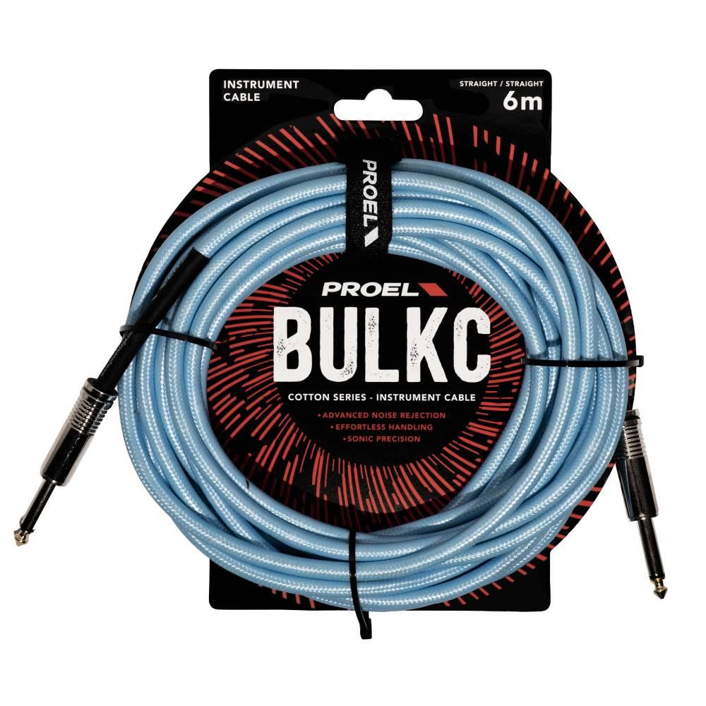 Proel BULK100CLU6BL Cavo telato jack Mono 6.3 a jack Mono 6.3 mm da 6mt Azzurro