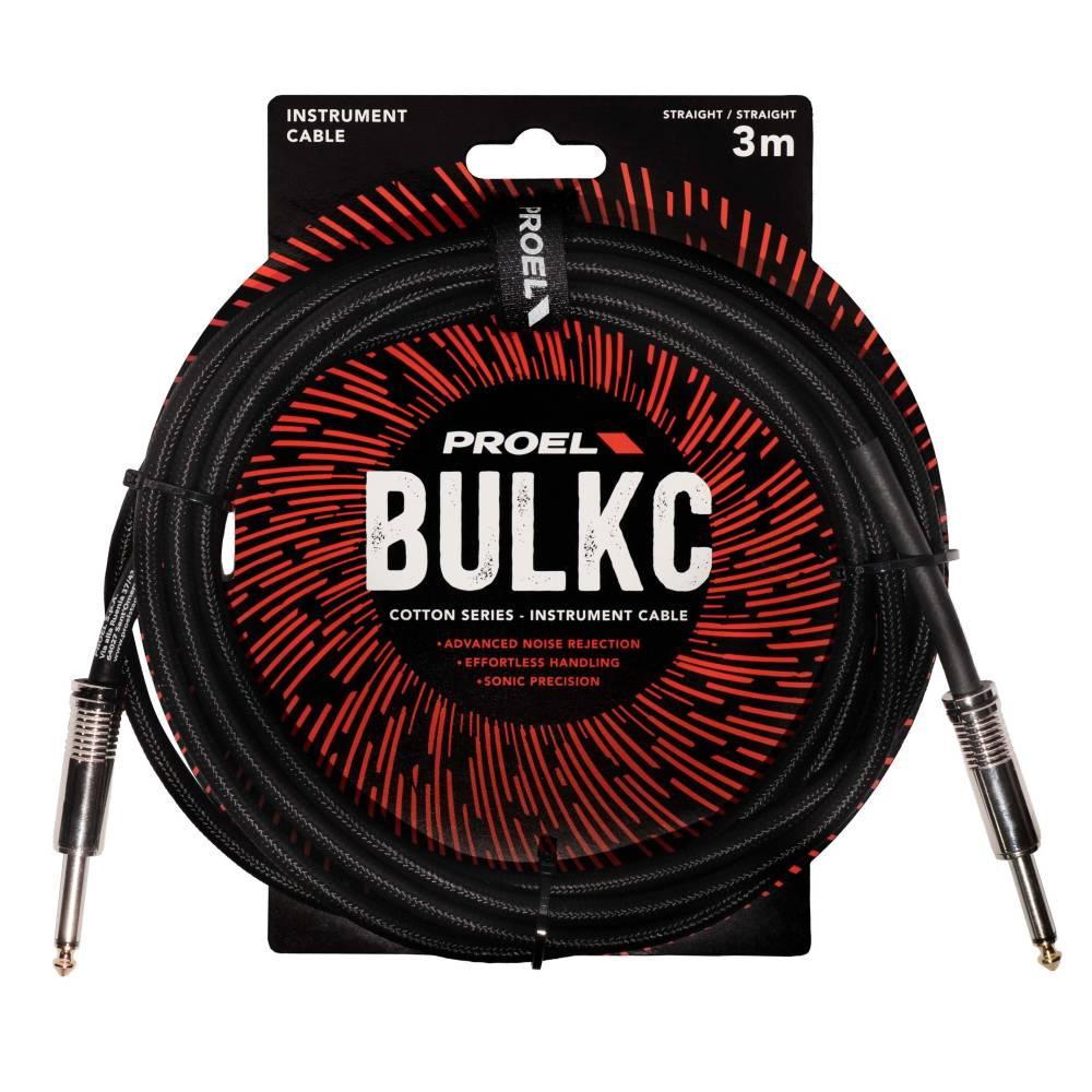 Proel BULK100CLU3BK Cavo telato jack Mono 6.3 a jack Mono 6.3 mm da 3mt Nero