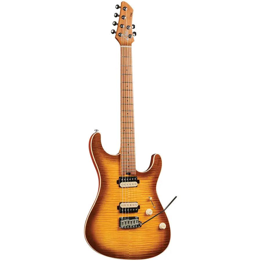 Eko FIRE 401 AURORA Flamed Amber Burst Chitarra Elettrica a 22 Tasti