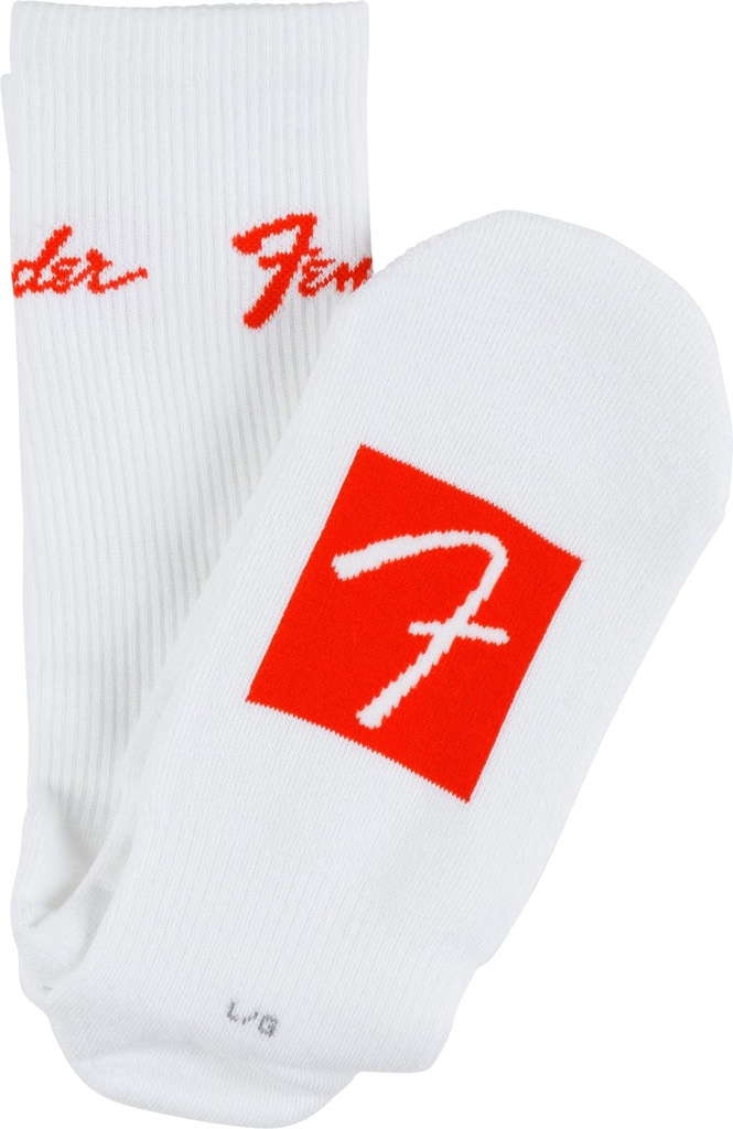 Fender Logo Stompsock, Large Logo Fender Calzini da palco studio palestra Bianco