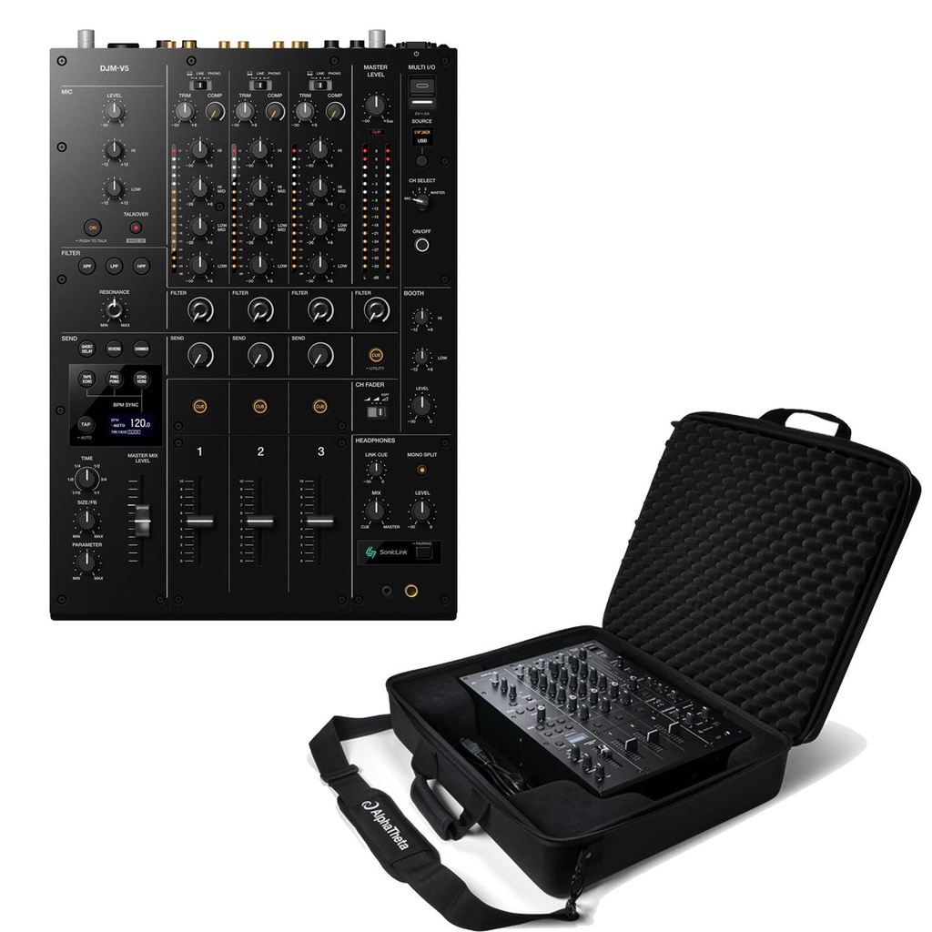 AlphaTheta DJM-V5 Mixer Dj Pro 3C + equalizz. filtri Send FX + DJC-V5 BAG Borsa
