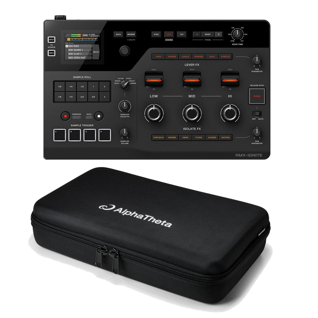AlphaTheta RMX-IGNITE L'effector Pro x esibizione DJ, Nero + DJC-RMXIGNITE BAG