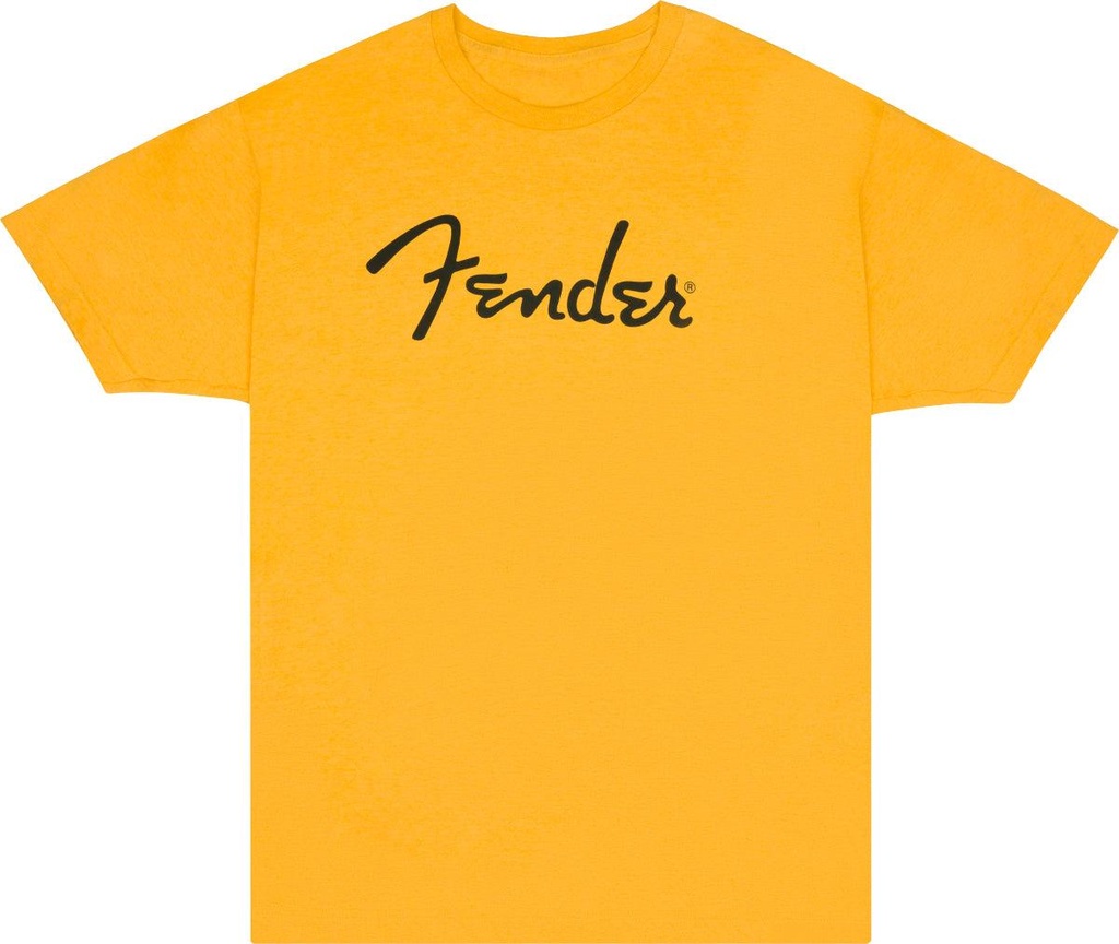 Fender Spaghetti Logo T-Shirt Butterscotch Blonde con logo Fender, XL, Giallo