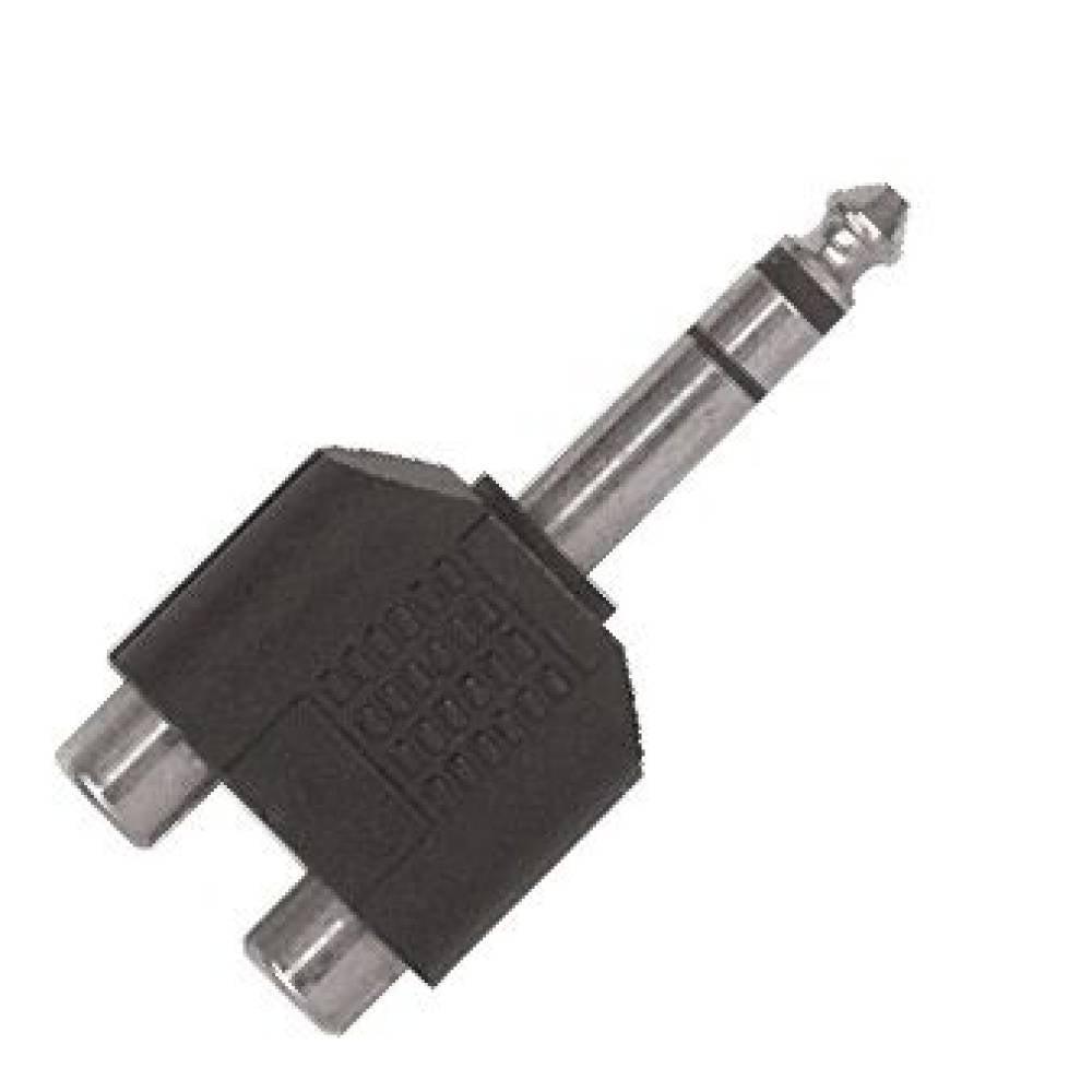 Proel AT250 Adattatore audio spina jack 6,3 stereo a 2 x presa femmina RCA, Nero