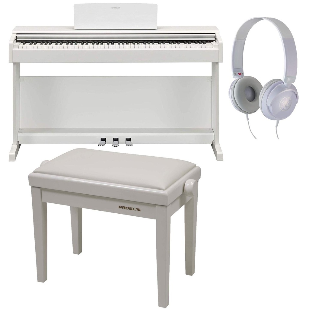 Yamaha YDP-105WH Arius Pianoforte 88 T. Pesati +Proel PB90SBWWH +Yamaha HPH-50WH