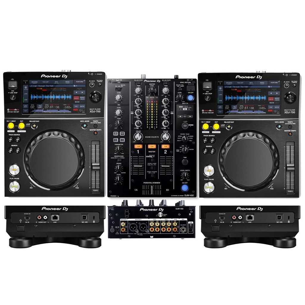 Pioneer Dj XDJ-700 Coppia Compact DJ Multiplayer + DJM-450 Mixer Dj 2 Canali