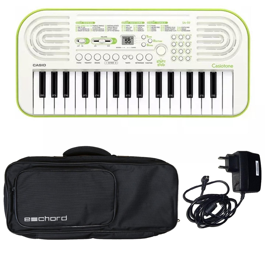Casio SA-50 Mini Tastiera 32 tasti + Echord B-37 Borsa x tastiera + Alimentatore