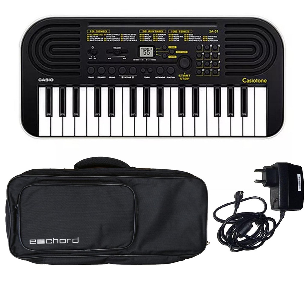 Casio SA-51 Mini Tastiera 32 tasti + Echord B-37 Borsa x tastiera + Alimentatore