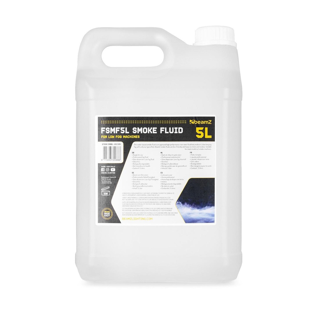 Beamz FSMF5L Smoke Fluid 5L Low Fog Liquido per macchina del fumo, nebbia bassa