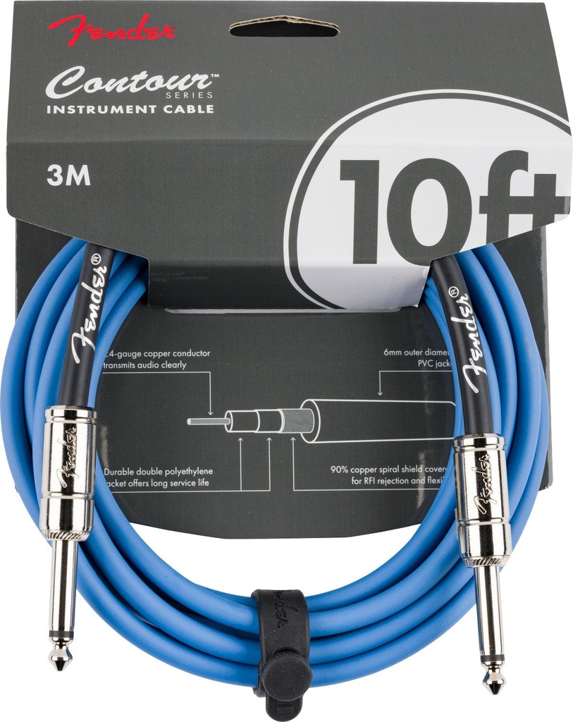 Fender Contour Instrument Cable Lake Placid Blue Jack 6.3 Mono Masc. Dritto 3mt.
