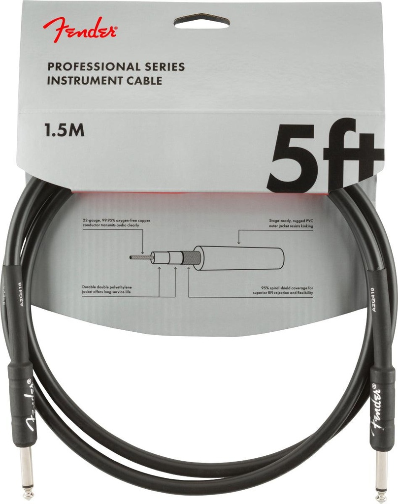 Fender Professional Series Instrument Cable Black Cavo audio Pro strumenti 1,5mt