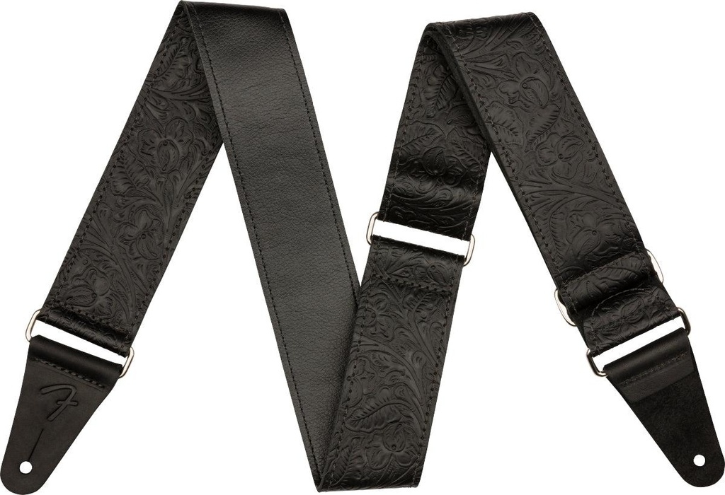 Fender Tooled Leather Guitar Strap Black 2" Tracolla x chitarra, motivo floreale