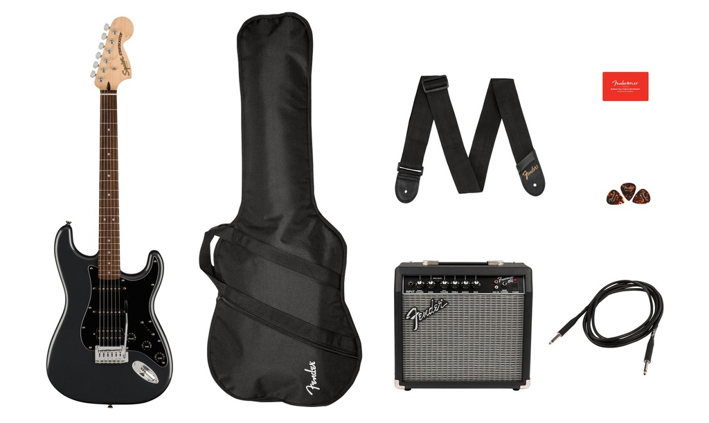 Fender Affinity Stratocaster Charcoal Frost Metal Pack Chitarr.Elett.+Amp15w+acc