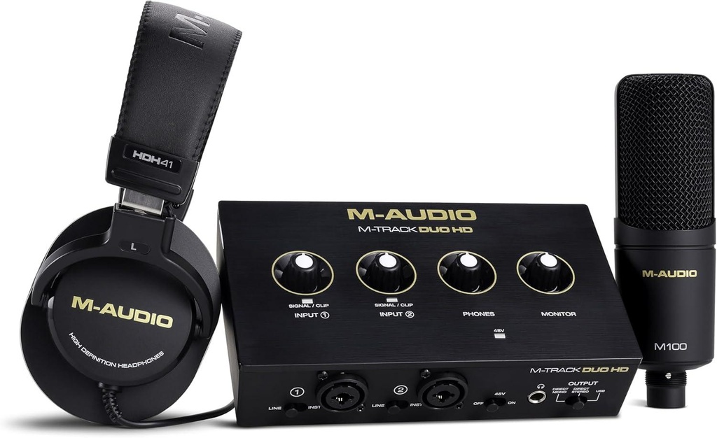 M-Audio M-TRACK DUO HD PRODUCER PACK con Interfaccia audio USB C + Mic + Cuffia
