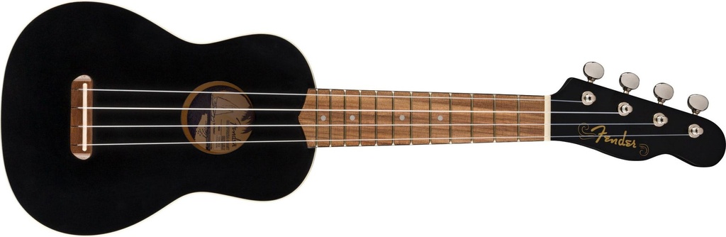 Fender Venice Soprano Uke Walnut Fingerboard Black profilo sottile manico a "C"
