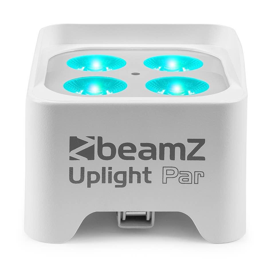 Beamz BBP90W Uplight Par 4x4W 4in1 Led RGB-UV batteria e comando IR e DMX Bianco