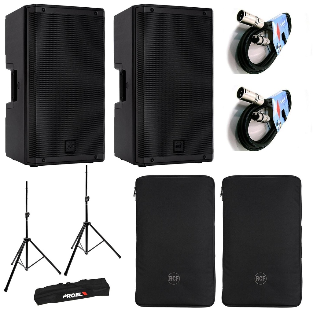 RCF ART 932-A Coppia Diffusori 2100W + 2Cover RCF + 2Cavi 10mt + Coppia Stativi