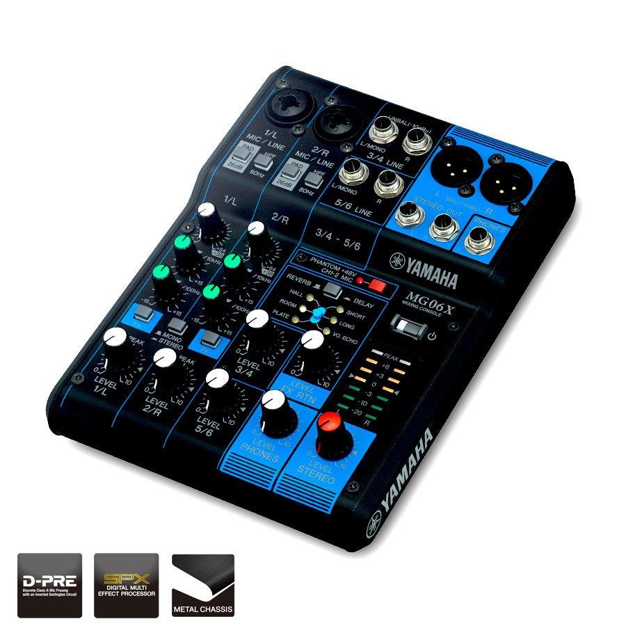 B-STOCK GARANTITO Yamaha MG06X Mixer Pro 6 canali 2 Mic + effetti x live karaoke