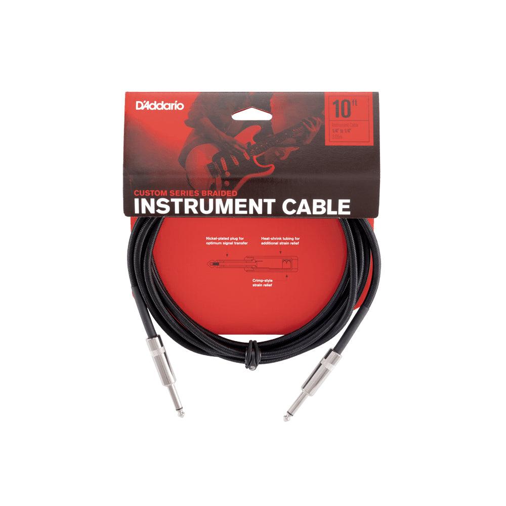 D'Addario PW-BG-10BK Cavo audio intrecciato x chitarra Jack Mono 6.3 Lung.3.05mt