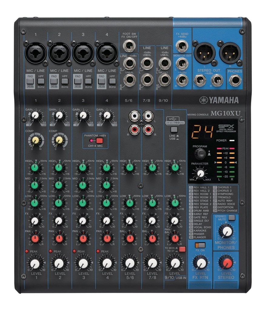 B-STOCK GARANTITO Yamaha MG10XU Mixer Pro 10 canali 4 Mic effetti x live karaoke