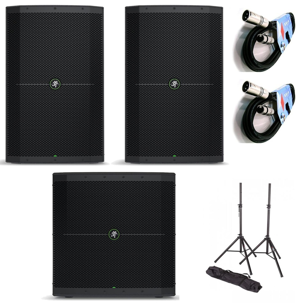 [10315] Mackie Thump115S Subwoofer 1400w + 2 Thump212 1400w + Coppia Supporti + 2 Cavi